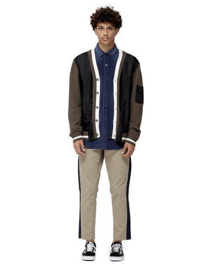 Konus Men's Cardigan With Polyester Panel In Olive product