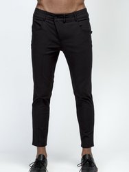 Men's Chino Pant With Asymmetrical Zipper Fly In Black - Black
