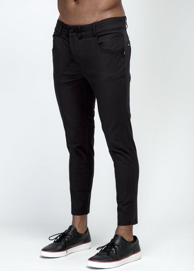 Men's Chino Pant With Asymmetrical Zipper Fly In Black