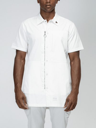 Konus Men's Collared Zip Up Shirt In White product
