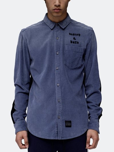 Konus Men's Corduroy Elbow Detail Button Up Shirt - Blue product