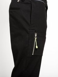 Men's Cropped Side Zip Pants In Black