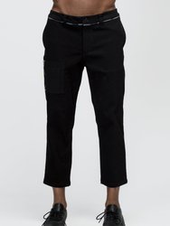 Men's Cropped Side Zip Pants In Black - Black