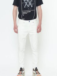 Men's Cropped Twill Pant With Dart Detail In White