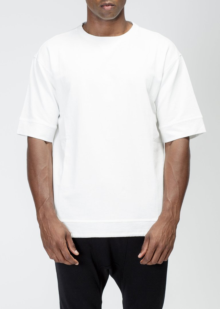 Men's Cut Block Fishtail Tee In White - White