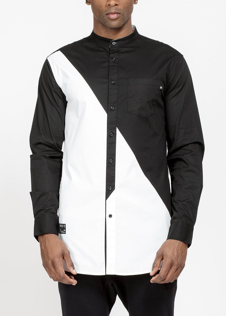 Men's Cut Block Shirt - Black White