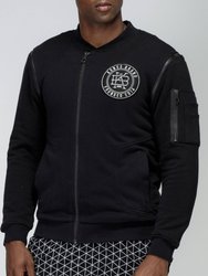 Men's Detachable Sleeve French Terry Bomber In Black