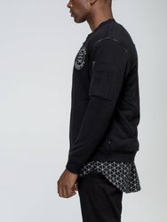 Men's Detachable Sleeve French Terry Bomber In Black