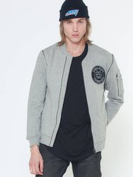 Men's Detachable Sleeve French Terry Bomber In Gray