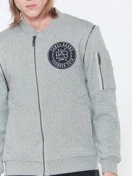 Men's Detachable Sleeve French Terry Bomber In Gray