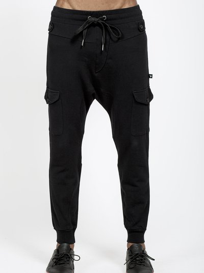 Konus Men's Drop Crotch Cargo Pockets Sweatpants In Black product