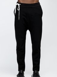 Men's Drop Crotch Sweatpants In Black - Black