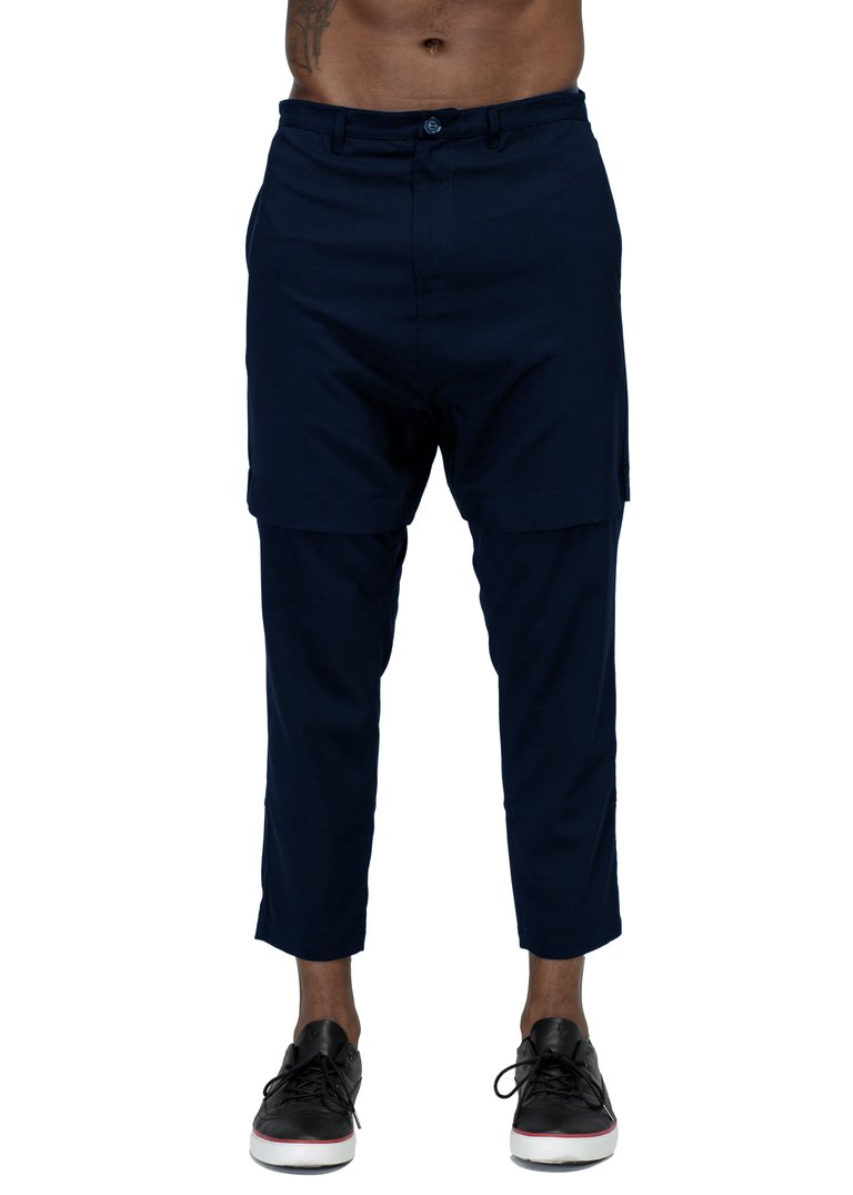 Men's Drop Crotch Tapered Stretch Twill Pants - Navy