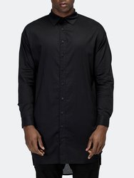 Men's Elongated Button Up Shirt - Black