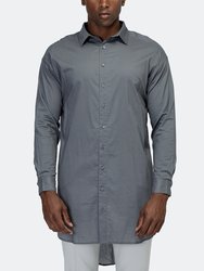 Men's Elongated Button Up Shirt - Charcoal