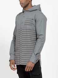 Men's Elongated Hoodie Shirt In Charcoal