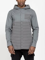 Men's Elongated Hoodie Shirt In Charcoal - Charcoal