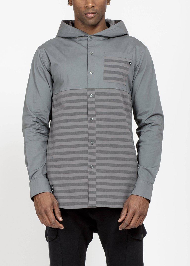 Men's Elongated Hoodie Shirt In Charcoal - Charcoal