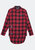 Men's Elongated Plaid Shirt With 33 Print - Red