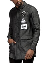 Men's Essential Chambray Button Down Shirt In Charcoal Black