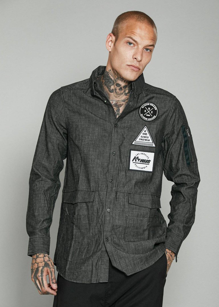 Men's Essential Chambray Button Down Shirt In Charcoal Black - Charcoal Black