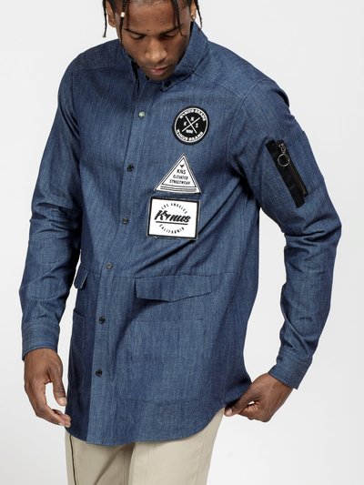 Konus Men's Essential Chambray Button Down Shirt In Indigo product