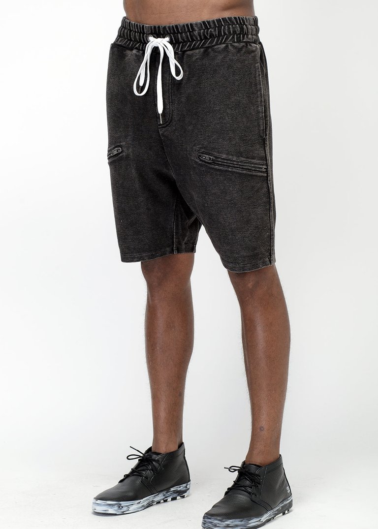 Men's Heavy Denim Knit Shorts In Black