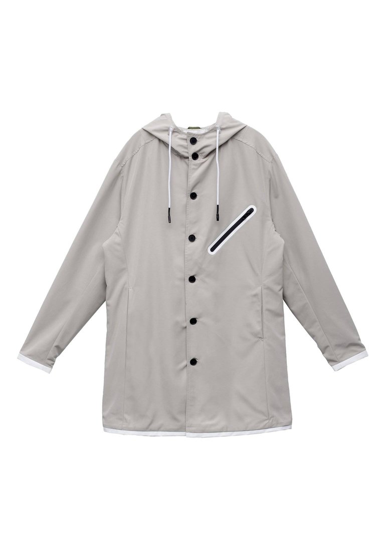 Men's Hooded Jacket In Water Repellent Fabric - Ivory