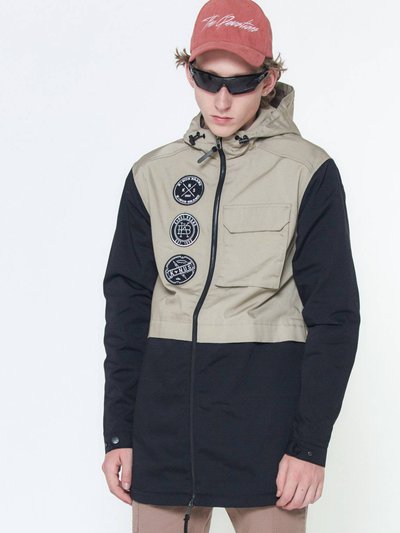 Konus Men's Hooded Jacket With Color Block x Patch In Khaki product