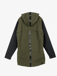 Men's Hooded Jacket With Color Block x Patch - Olive