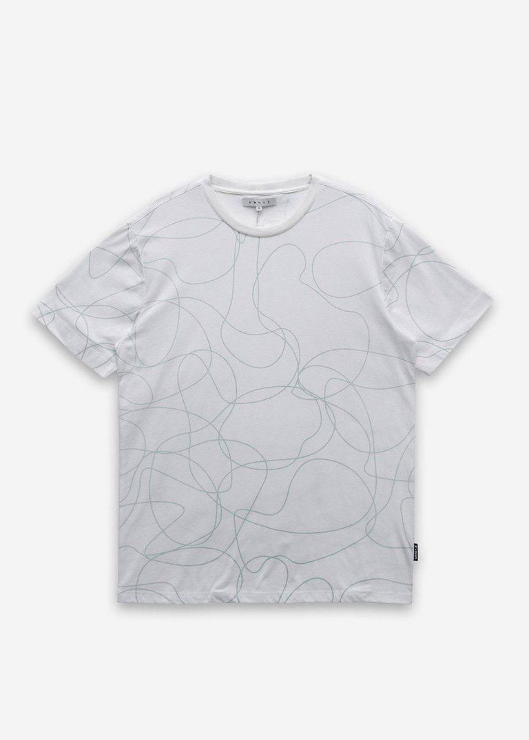 Men's Linework Print T-shirt In White - White