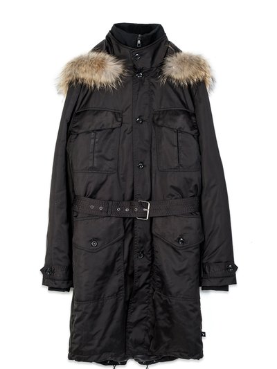 Konus Men's Long Duck Down Hooded Parka With Fur In Black product