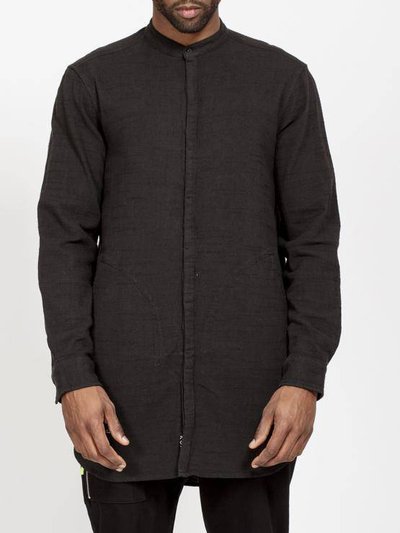 Konus Men's Long Mandarin Collar Shirt With Welt Pockets In Black product