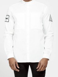 Men's Long Sleeve Collar Shirt In White - White