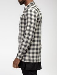 Men's Longline Button Up Shirt In Plaid in Charcoal