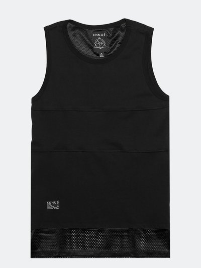Konus Men's Mesh Contrast Muscle Tank Top In Black product