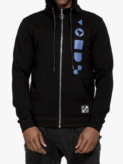 Konus Men's Mock Neck Zip Up Hoodie With Print In Black product