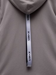 Men's Mock Neck Zip Up Hoodie With Zipper Pockets In Grey