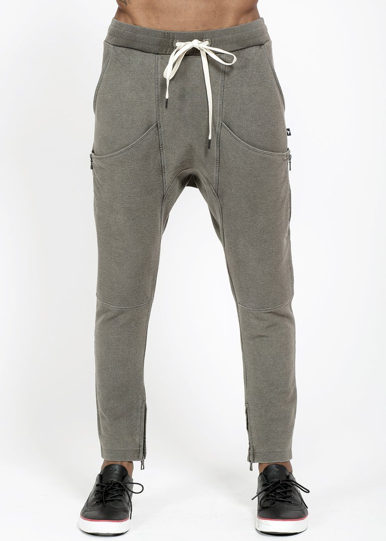 Men's Over-Dyed Drop Crotch Sweatpants In Charcoal - Charcoal