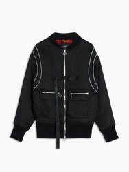 Men's Oversize Bomber Jacket - Black - Black