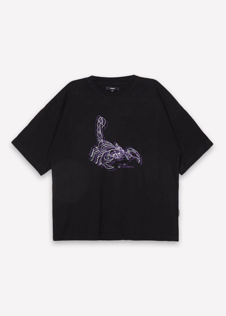 Men's Oversize Scorpion Graphic Tee In Black/Purple - Black/Purple