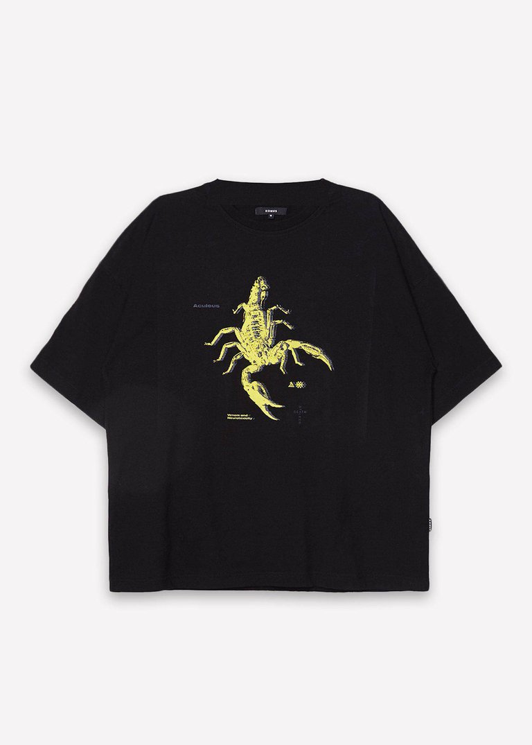 Men's Oversize Scorpion Graphic Tee In Black - Black/Yellow