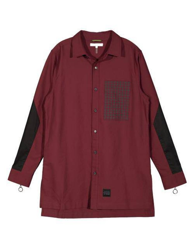 Men's Oversized Houndstooth Button up in Wine - Wine