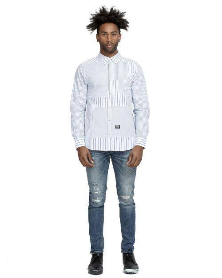 Men's Patched Long Sleeve Button Down Shirt