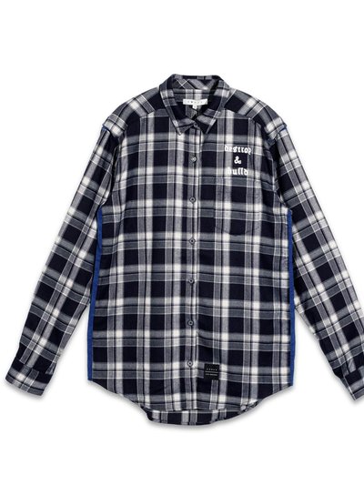 Konus Men's Plaid Side Panel Flannel Shirt In Navy product