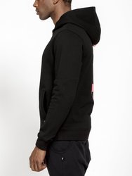  Men's Pull Over Hoodie With Screen Print Back In Black