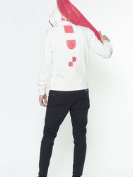 Men's Pull Over Hoodie With Screen Print Back In White