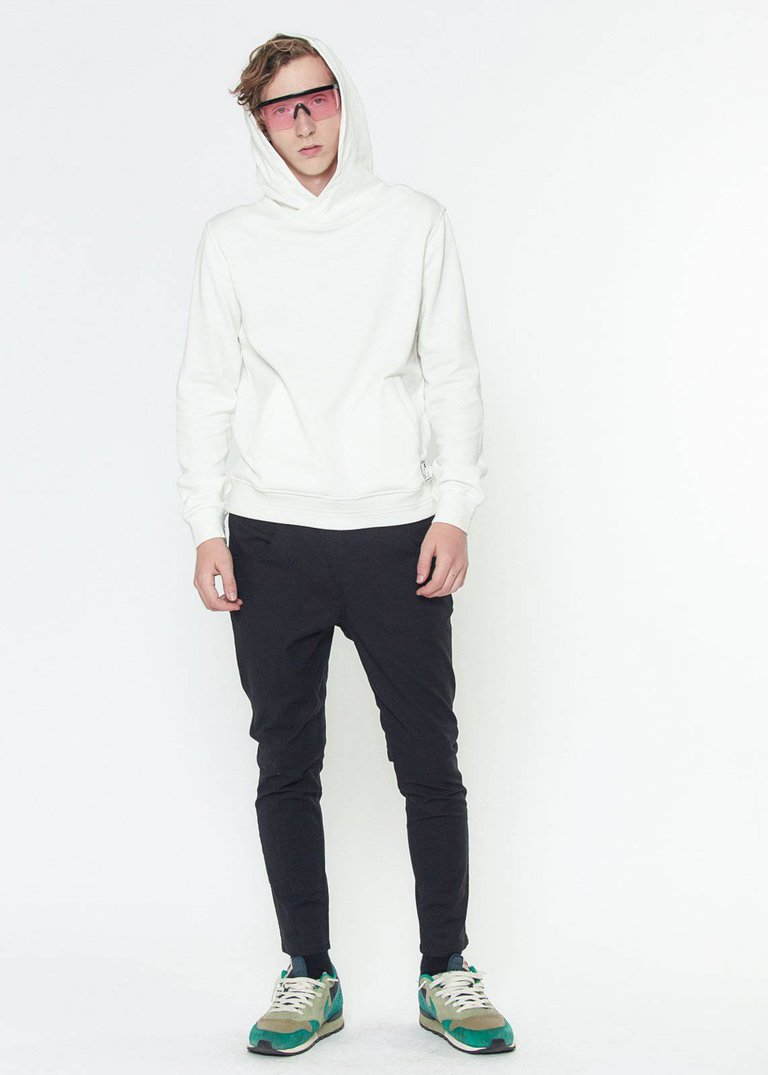 Men's Pull Over Hoodie With Screen Print Back In White - White
