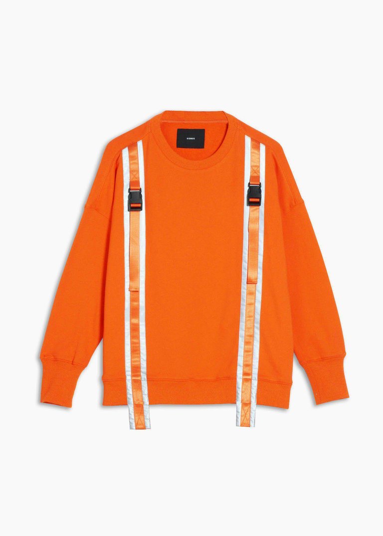 Men's Reflective Tape Sweatshirt In Orange - Orange