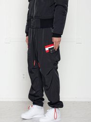 Men's Reflective Tape Utility Cargo Pants With In Black